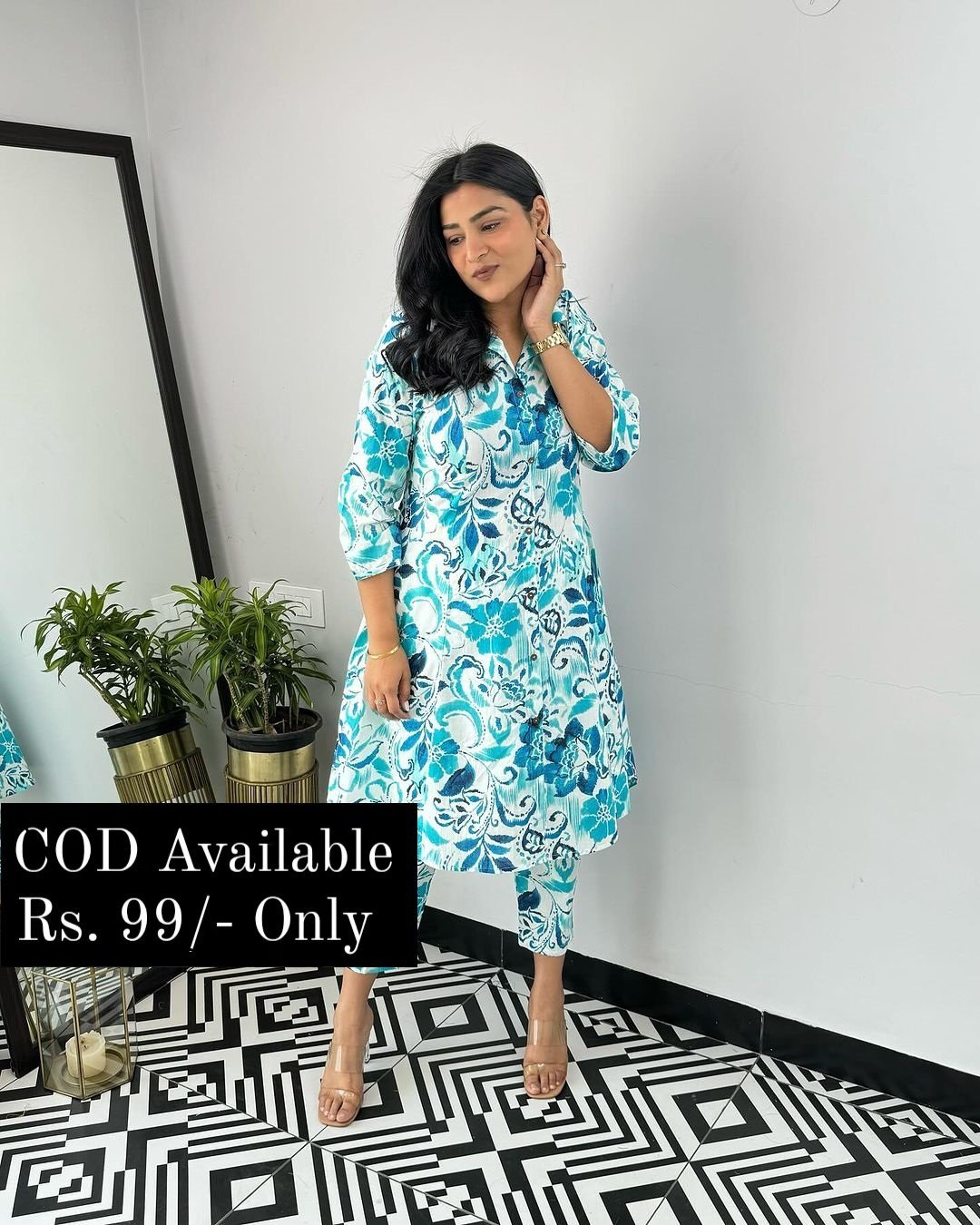 Pure Cotton orange multi color co-ord sets for women best summer designs - Image 2