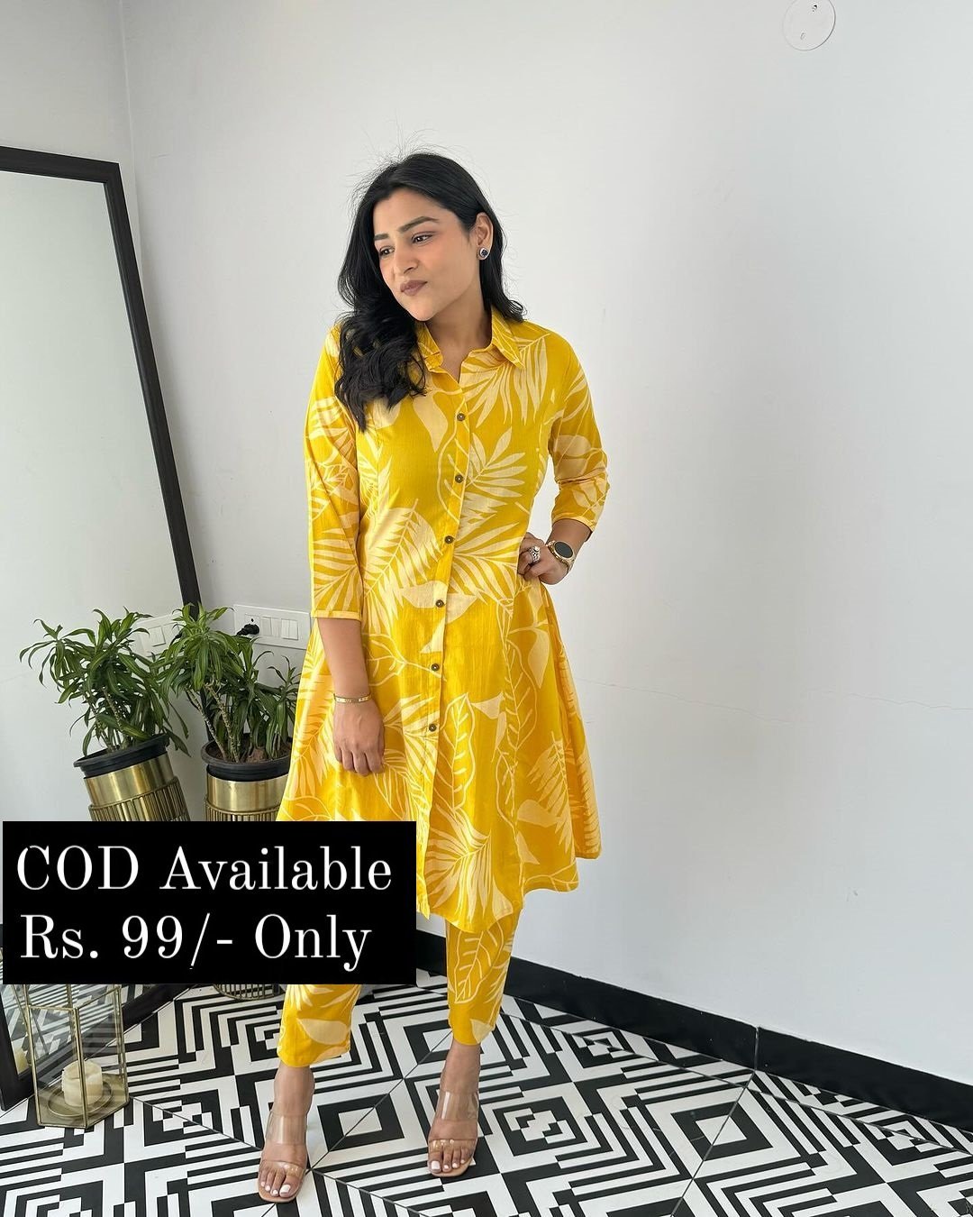 Pure Cotton orange multi color co-ord sets for women best summer designs - Image 3