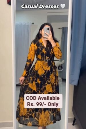 Beautiful Trendy Flower Printed Power Net Black Gowns on Sale