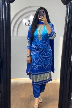 Trendy Bandhani Block Print Red Salwar Suit On Mega Sale