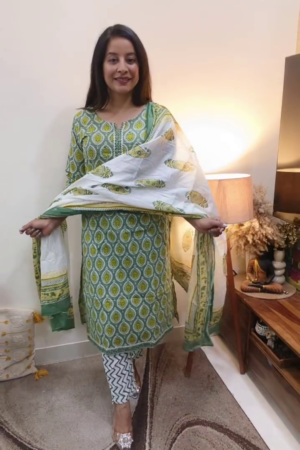 Printed Straight Kurta Set with Matching Pants and Lightweight Dupatta for Everyday Ethnic Wear