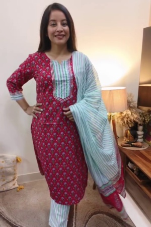 Printed Straight Kurta Set with Dupatta for Everyday Ethnic Wear