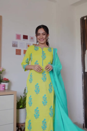 Embroidered Ethnic Kurta Set with Matching Dupatta for Festive, Casual, and Everyday Wear