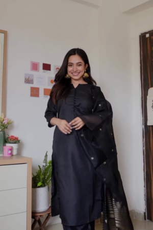 Embroidered Ethnic Kurta Set with Matching Dupatta