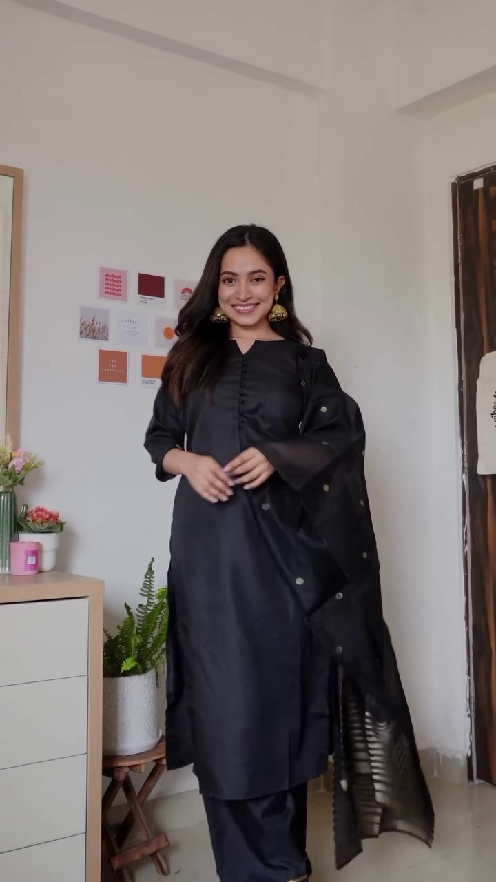 Embroidered Ethnic Kurta Set with Matching Dupatta