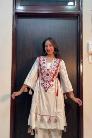 Embroidered Kurta Set with Bottoms for Elegant Festive Wear