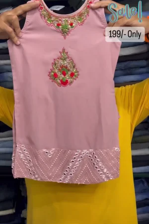 Kids Ethnic Embroidered Sleeveless Kurti Top for Festive and Traditional Wear