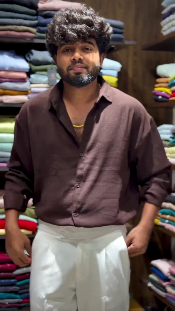 Men’s Premium Textured Cotton Casual Shirt – Minimal Style Relaxed Fit Long Sleeve Shirt