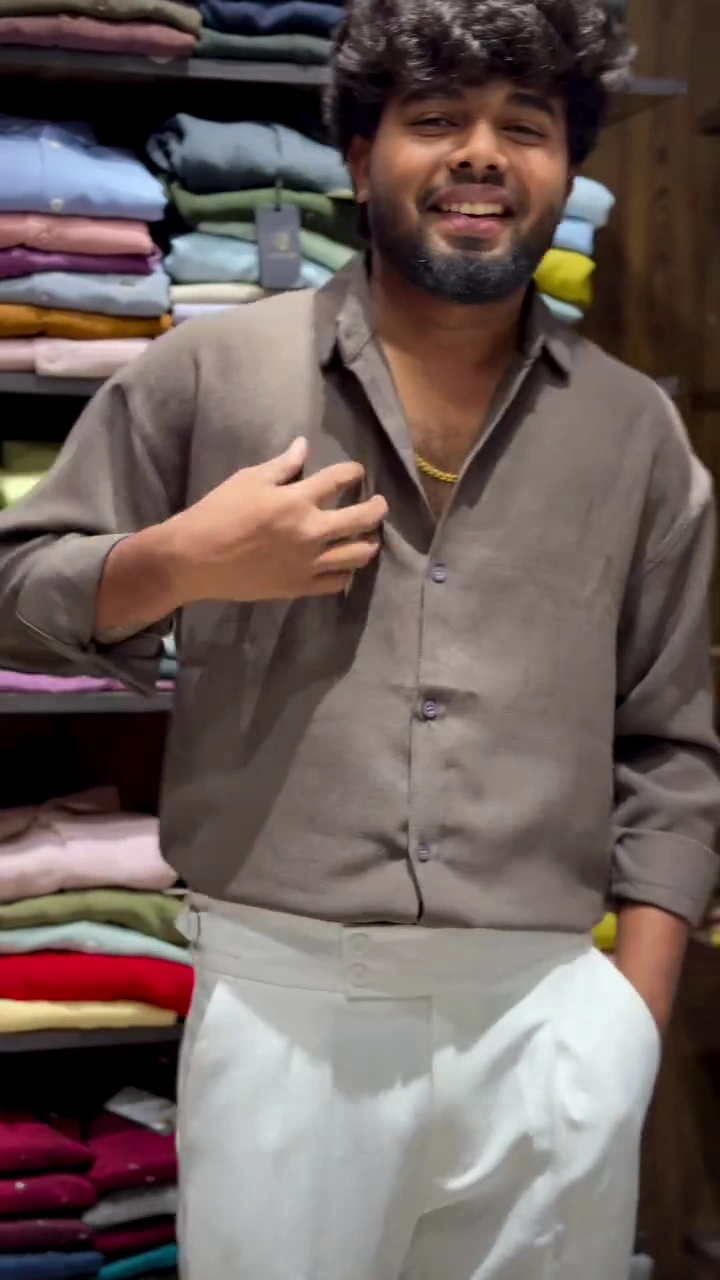 Men’s Premium Textured Cotton Casual Shirt – Minimal Style Relaxed Fit Long Sleeve Shirt - Image 2